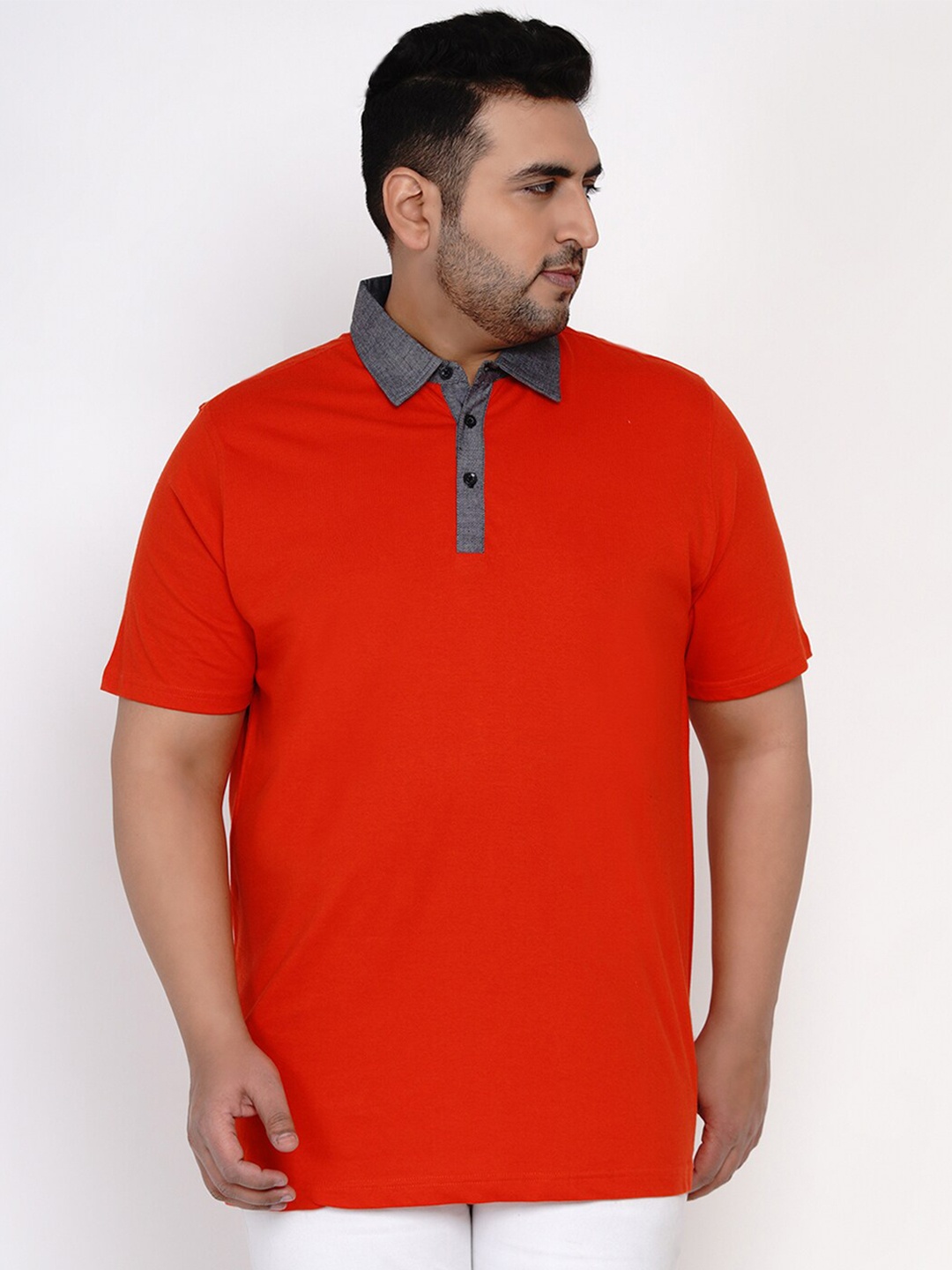 

Santonio Plus Size Polo Collar Regular Fit Cotton T-shirt, Red