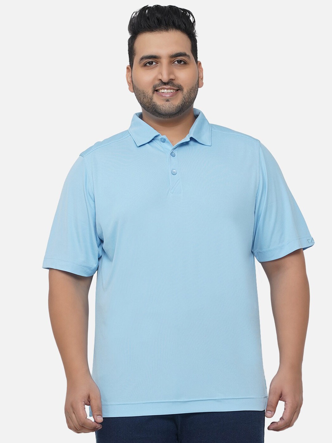 

Santonio Plus Size Cotton Polo Collar T-shirt, Blue