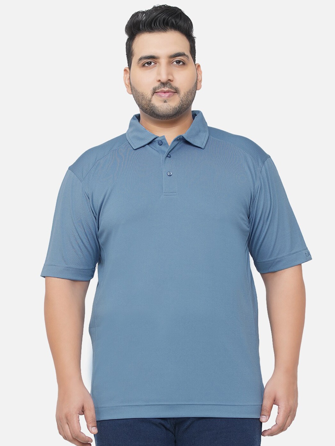 

Santonio Plus Size Cotton Polo Collar T-shirt, Blue