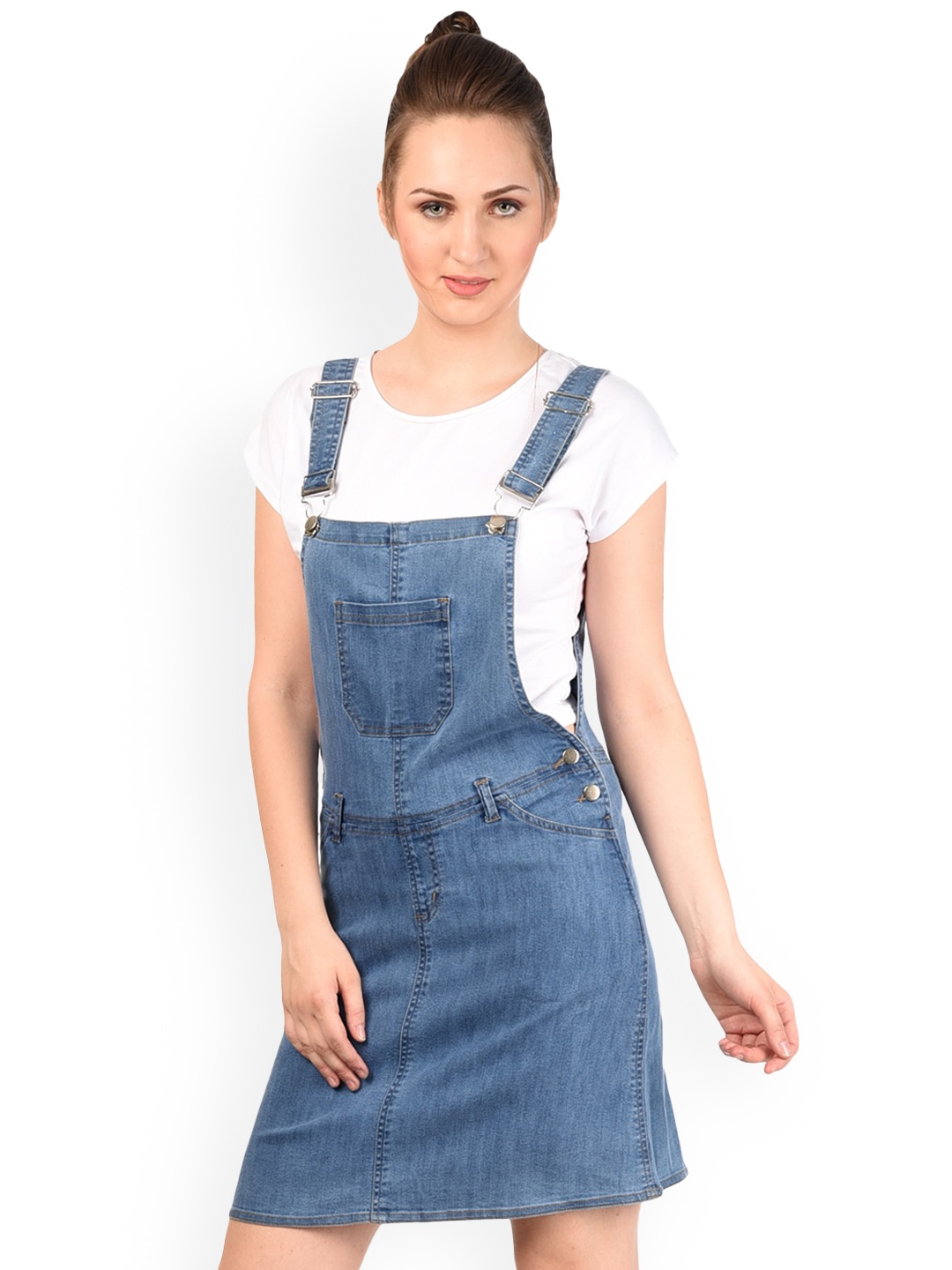 

urSense Women Cotton Dungarees With T-Shirt, Blue