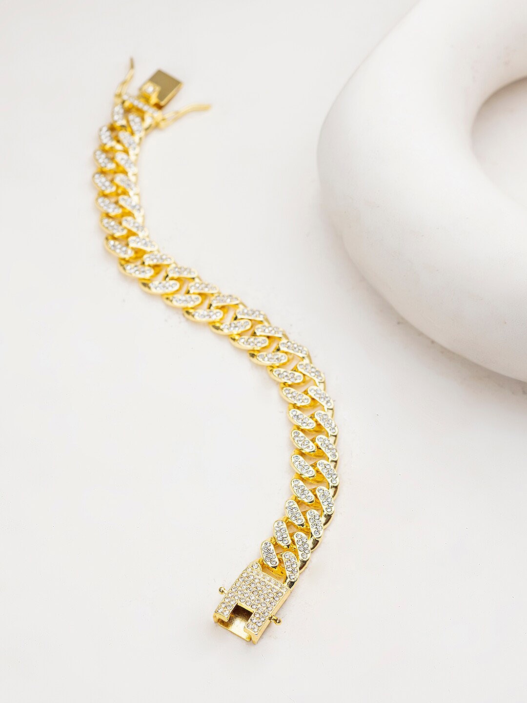 

WROGN Men Gold-Toned & White Wraparound Bracelet