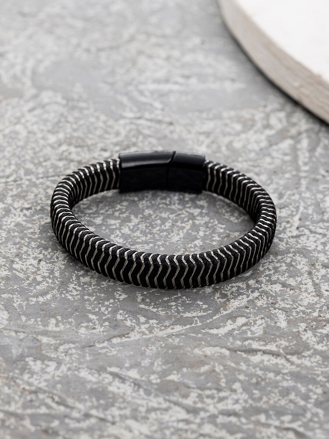 

WROGN Men Wraparound Leather Bracelet, Black
