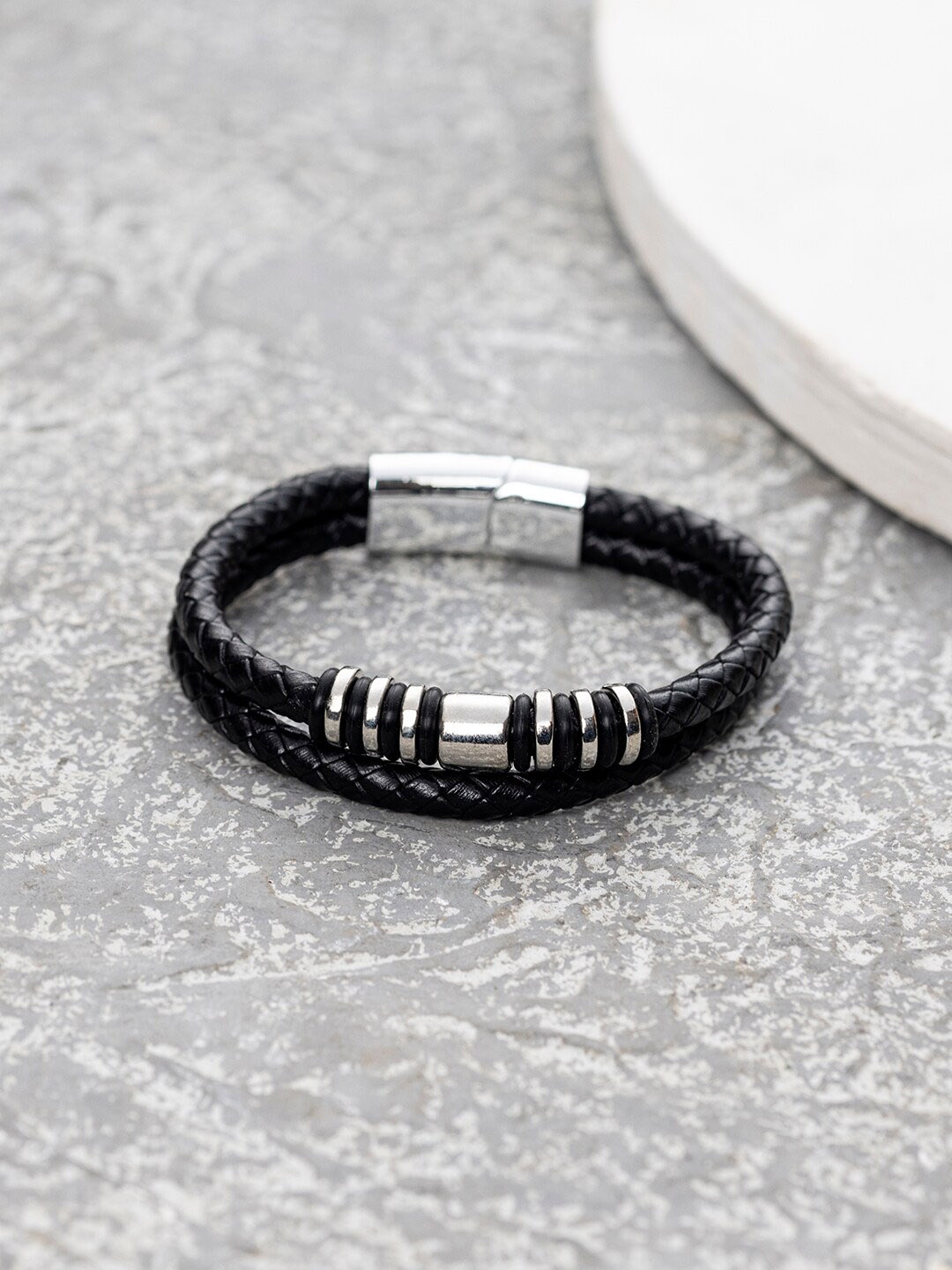 

WROGN Leather Wraparound Bracelet, Black