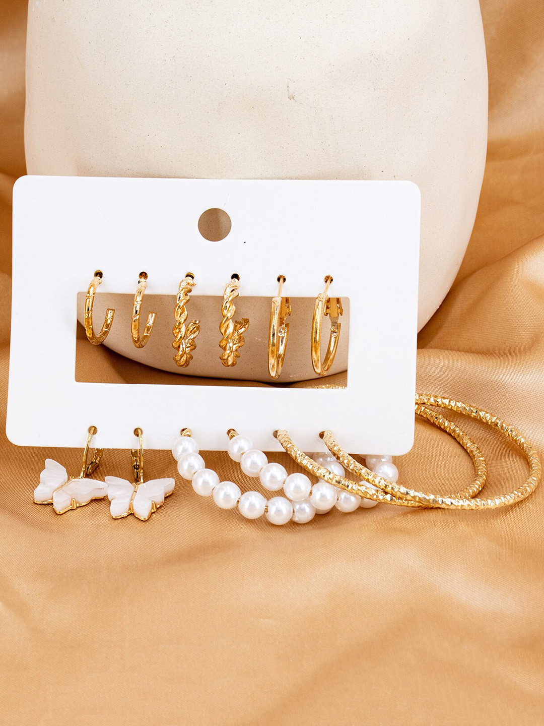 

VIEN Set Of 6 Gold-Plated Hoop Earrings