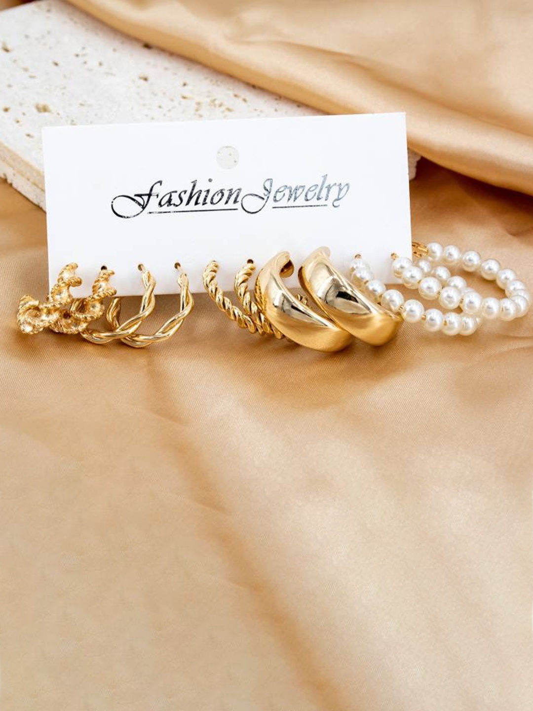 

VIEN Pack Of 5 Circular Hoop Earrings, Gold