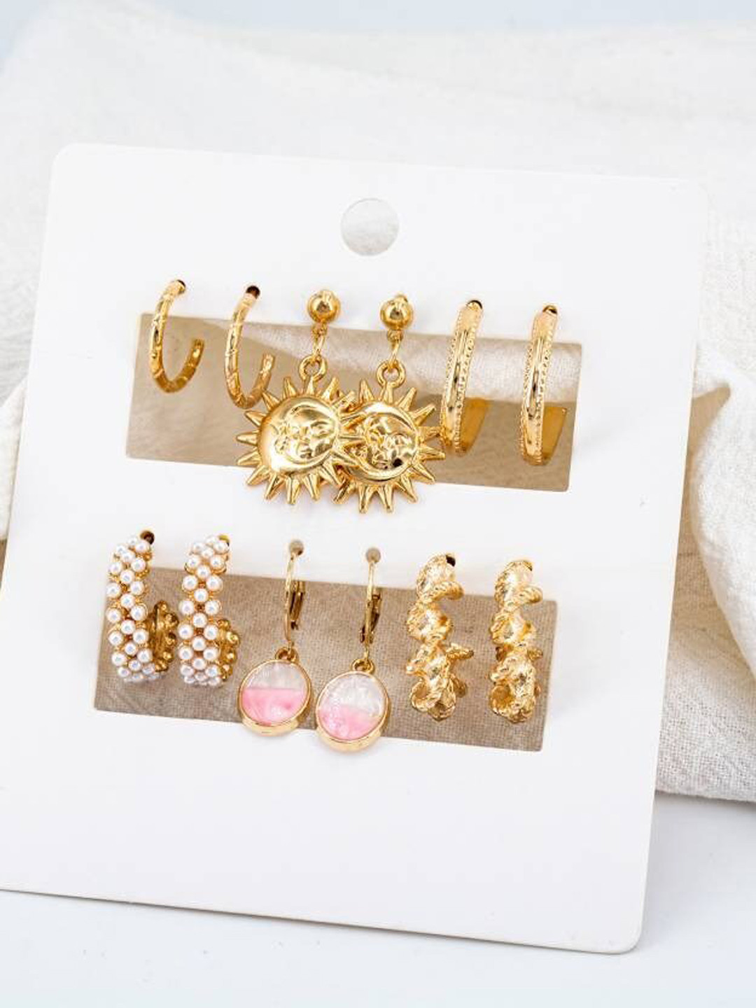 

VIEN Gold-Plated Geometric Shaped Hoop Earrings