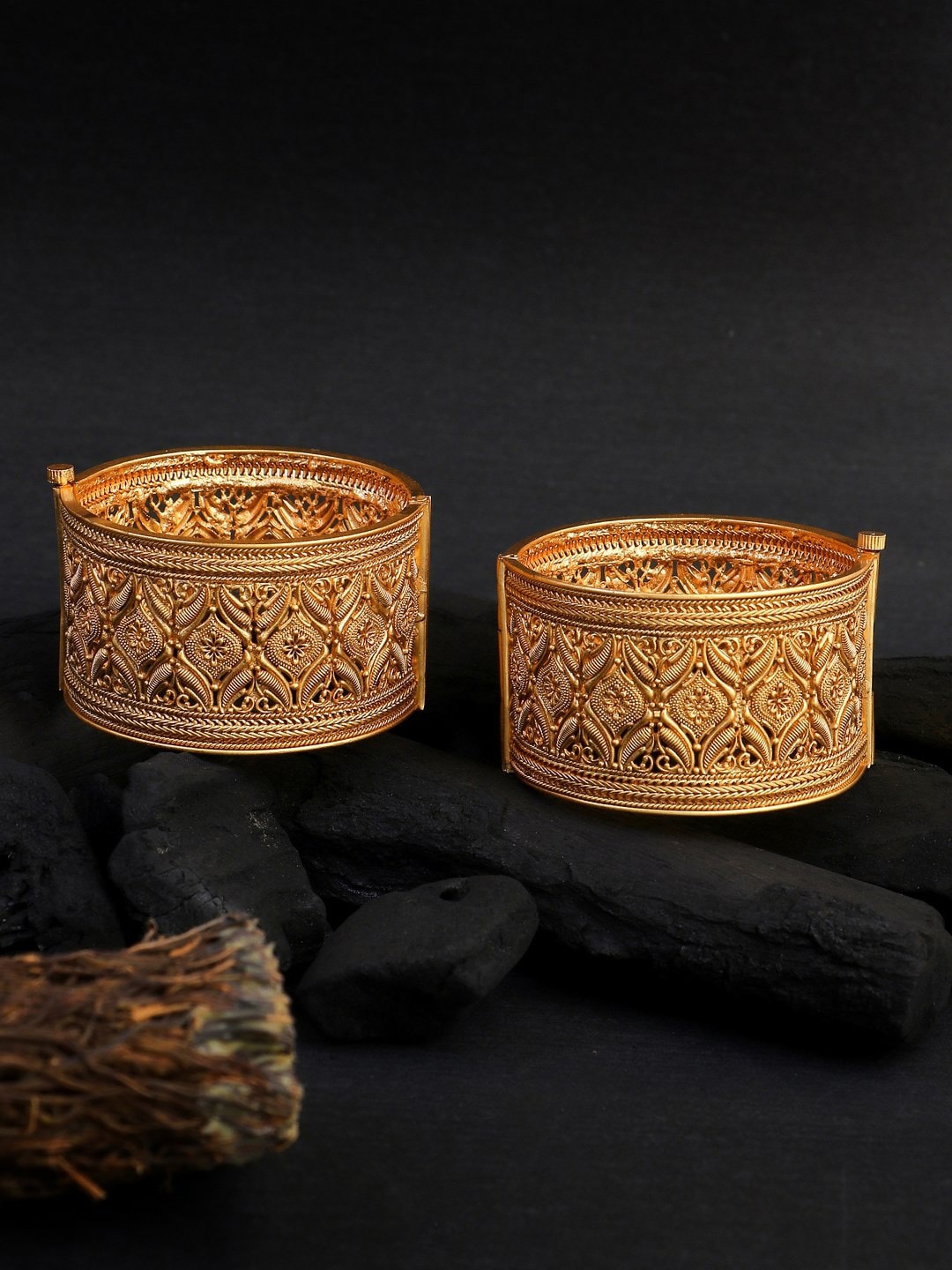 

Adwitiya Collection Set Of 2 Gold-Plated Bangles