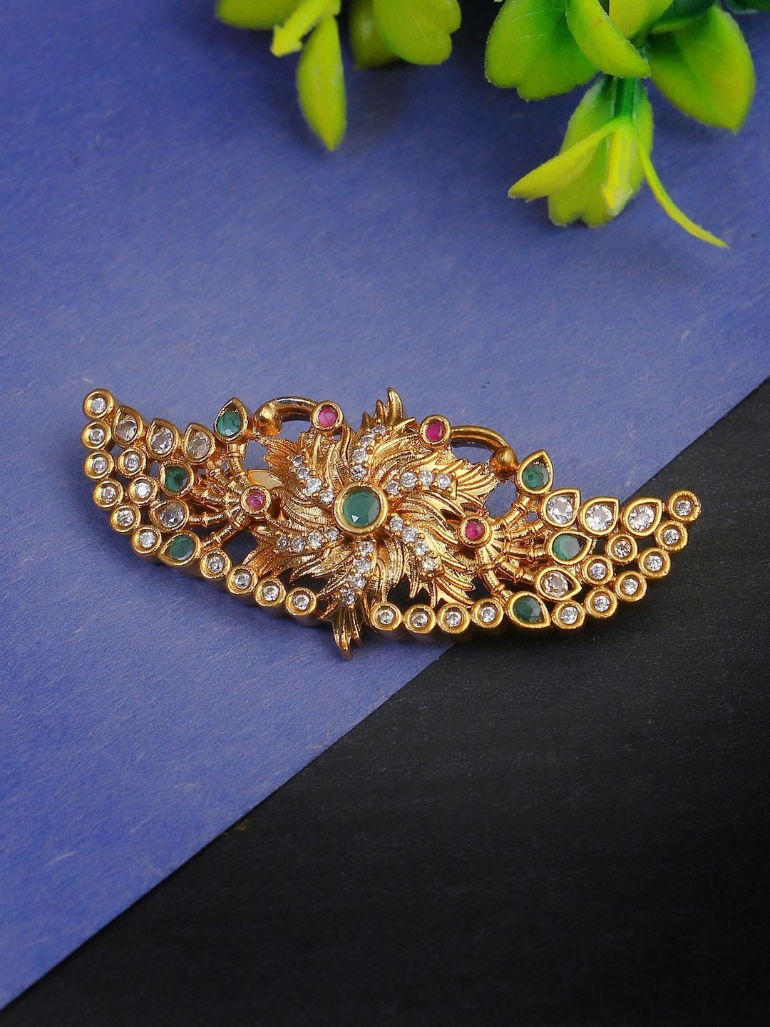 

Adwitiya Collection Gold-Plated Flower Design Brooch