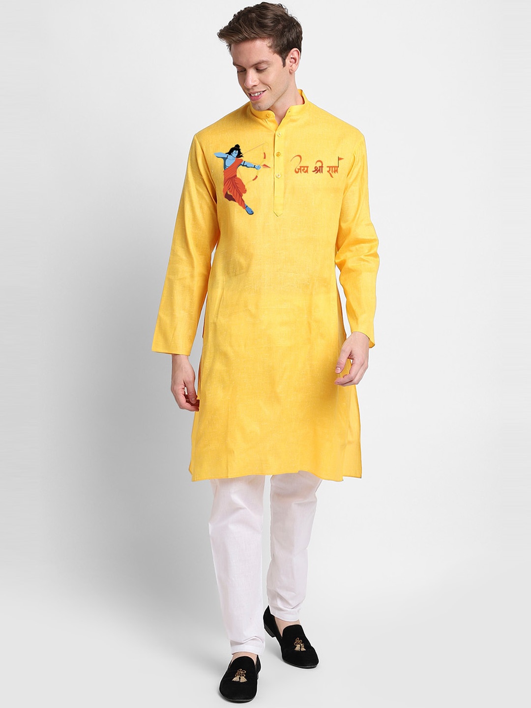 

DEVOILER Ethnic Motifs Printed Kurta, Yellow