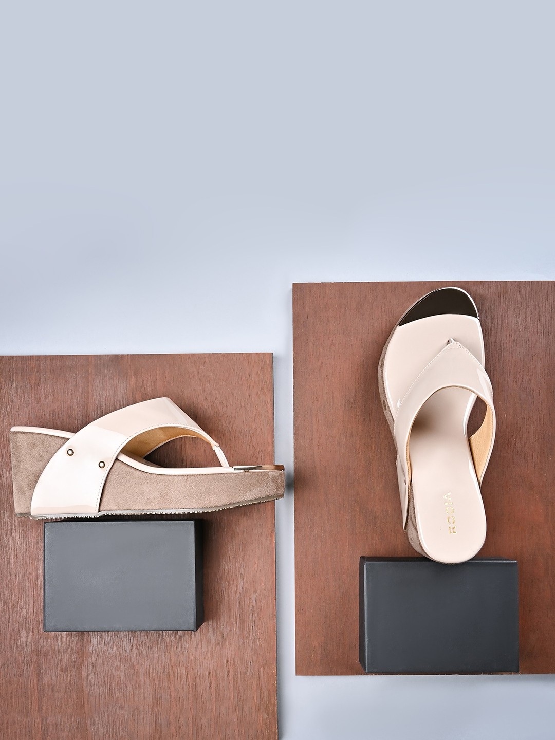 

Rocia Open Toe Block Heels, Beige