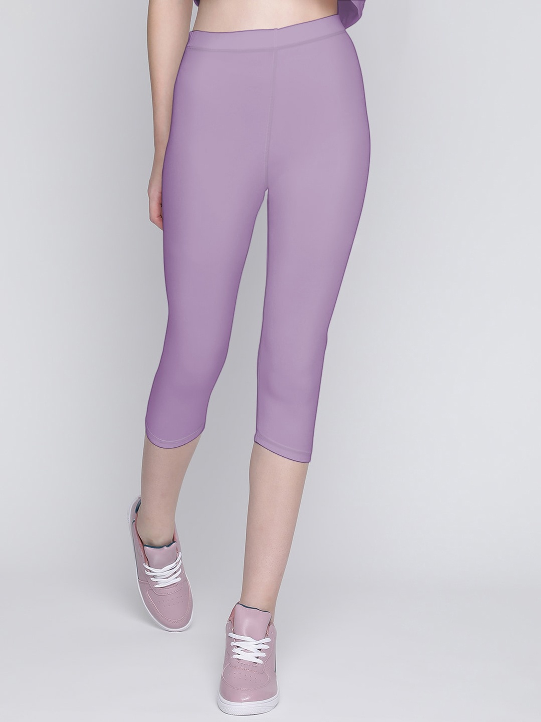 

Wearjukebox Women Three-Fourth High Rise Dry-fit Technology Sports Tights, Purple