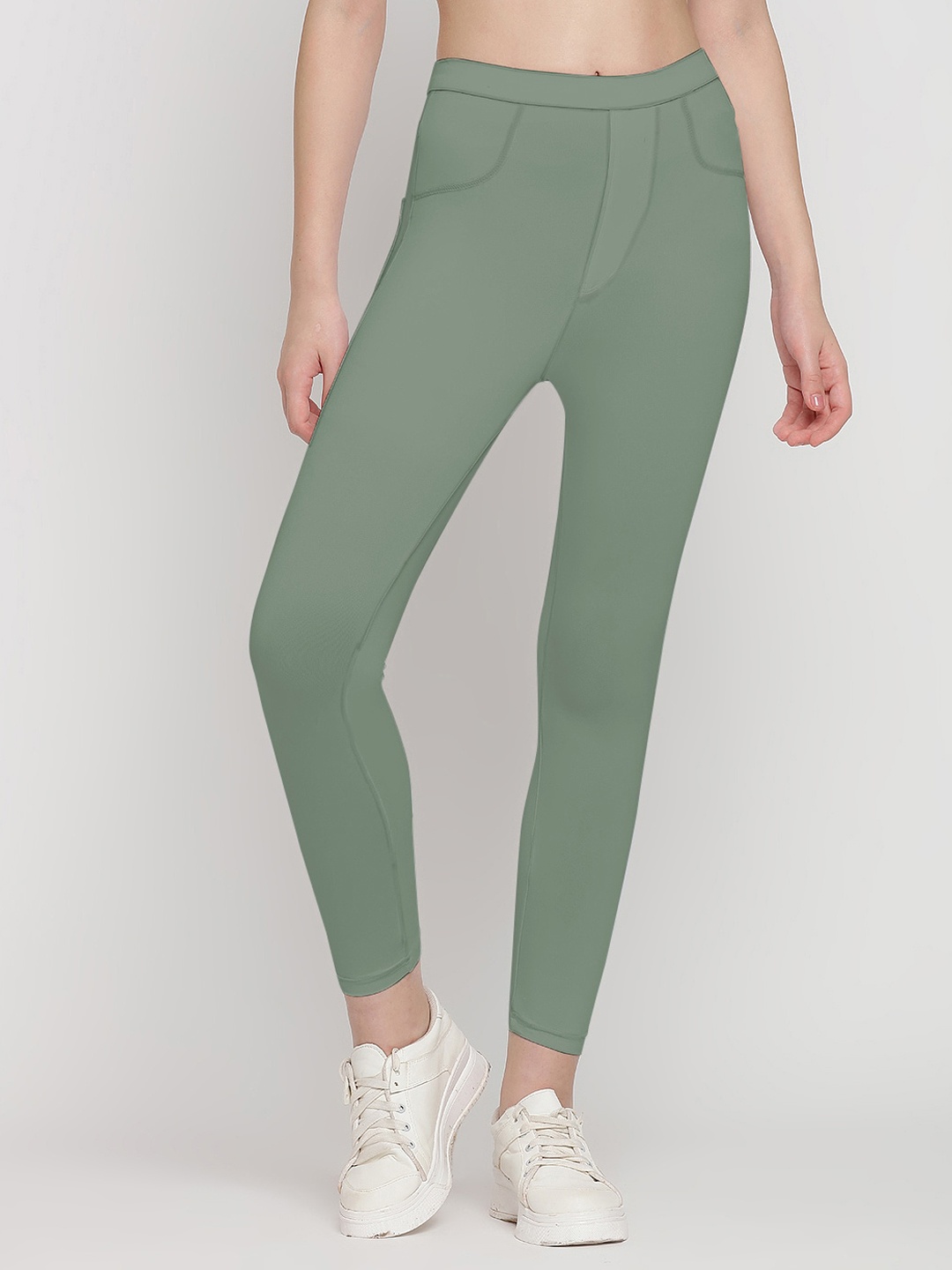 

Wearjukebox Women Dry-fit Technology Flex-fit Sports Tights, Green