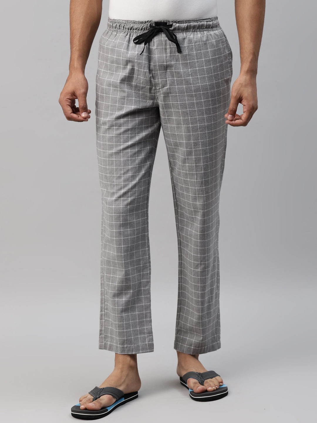 

DON VINO Men Checked Cotton Lounge Pant, Grey