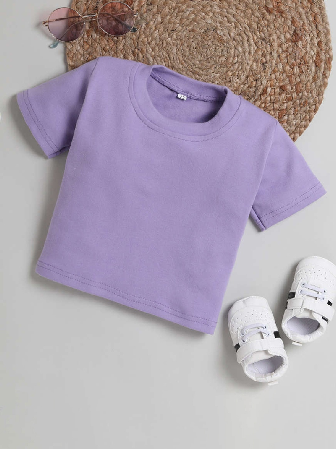 

Lil homies Girls Round Neck Cotton Regular Top, Lavender