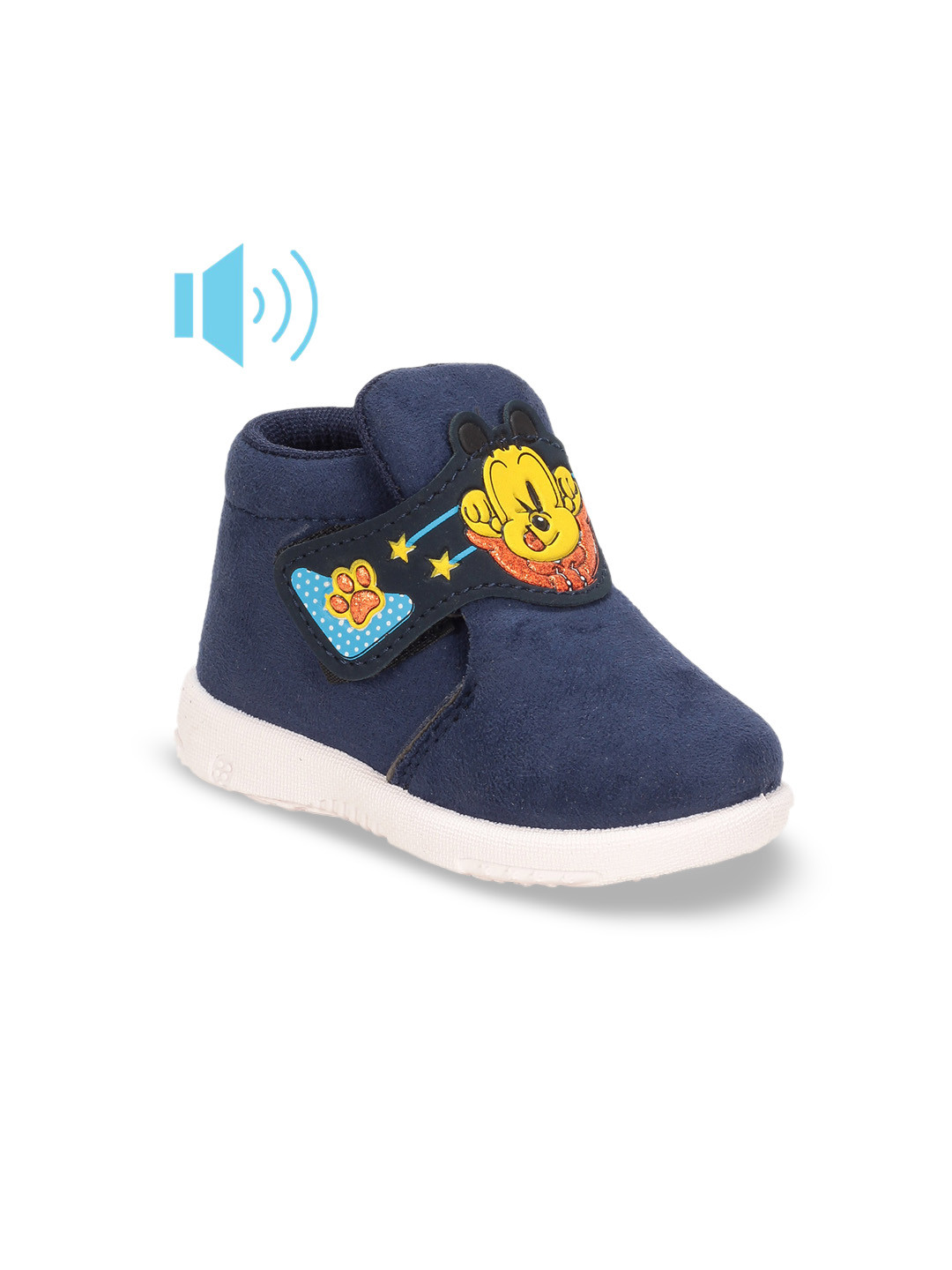 

Lil Lollipop Kids Mickey Mouse Printed Slip-On Sneakers With Musical Chu Chu, Navy blue