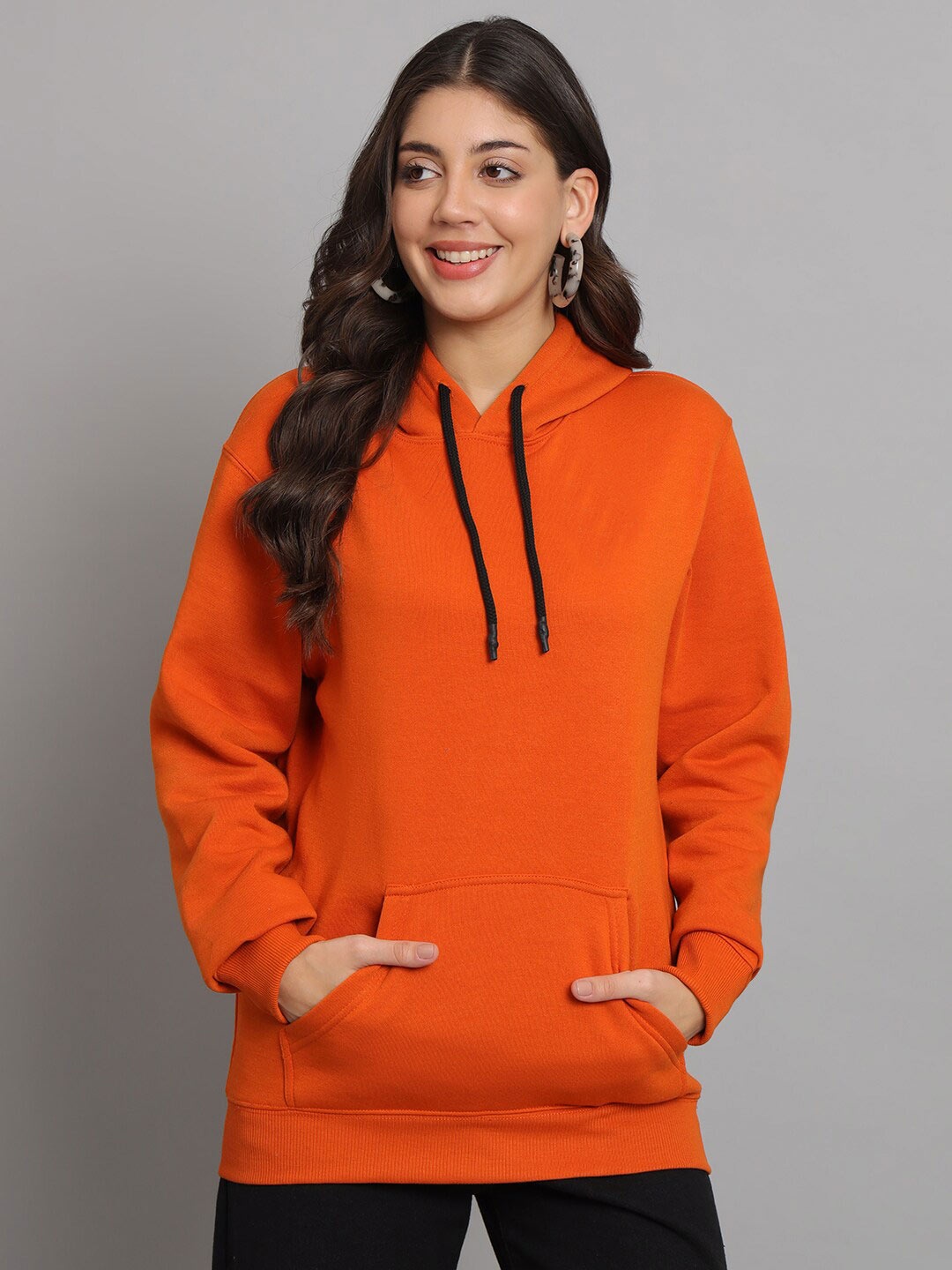 

urSense Hooded Oversized Fleece Pullover Sweatshirt, Orange