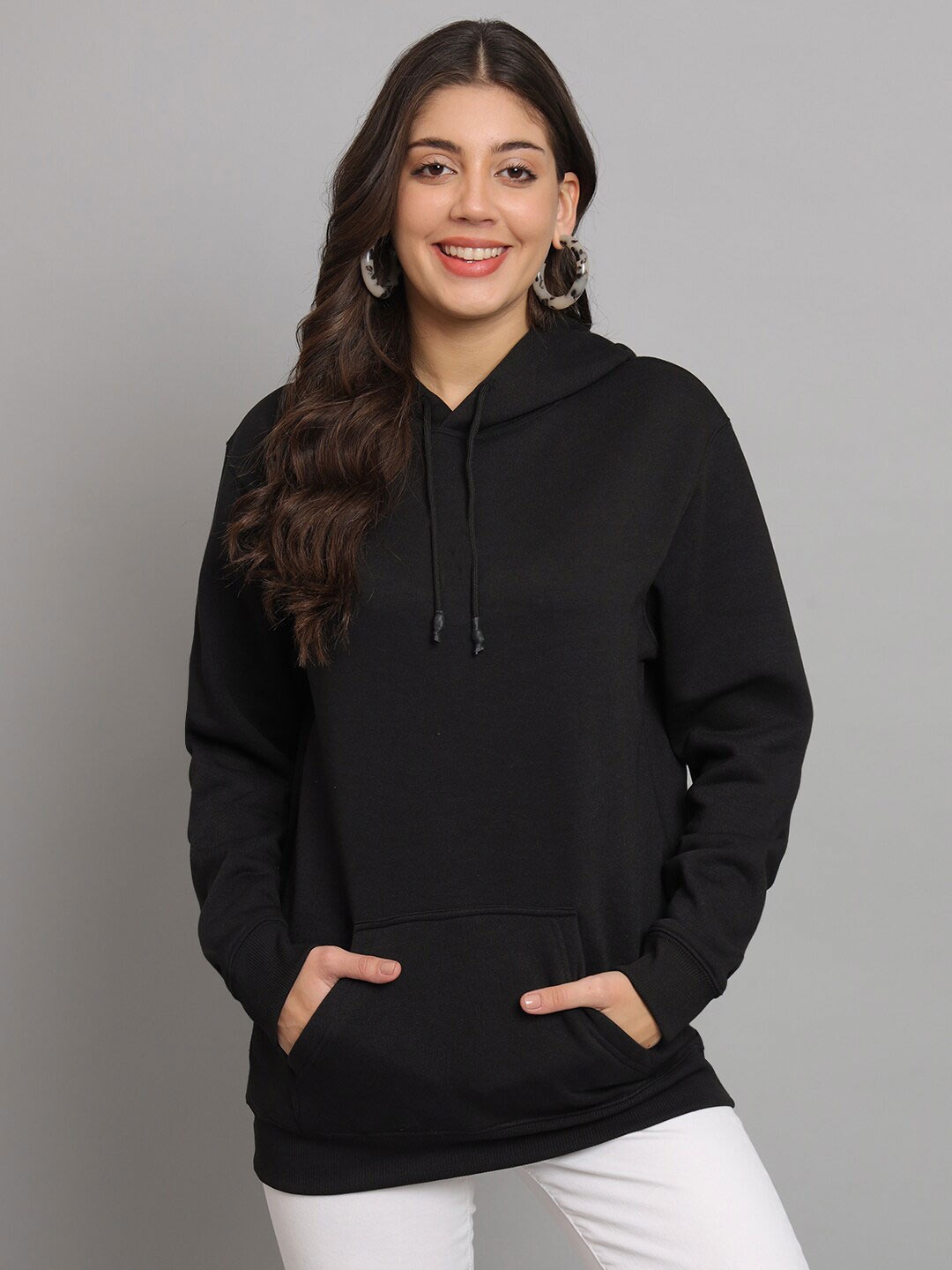 

urSense Oversized Hooded Fleece Pullover Sweatshirt, Black