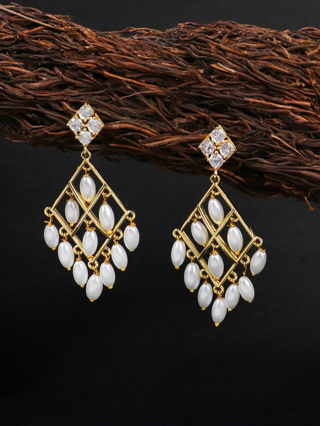 

Adwitiya Collection Gold-Plated Classic Drop Earrings