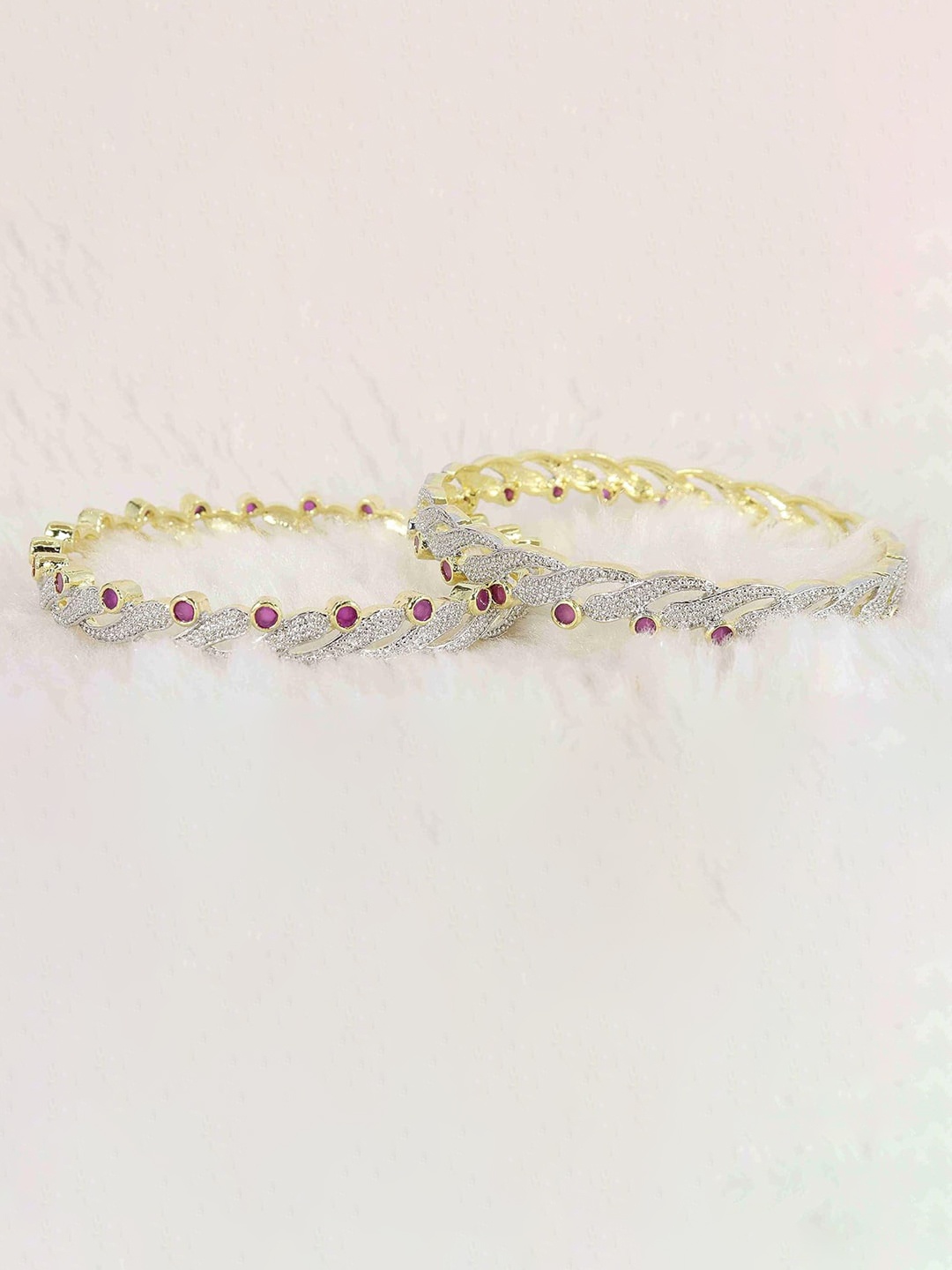 

NMII Set Of 2 Gold-Plated Stone-Studded Bangles