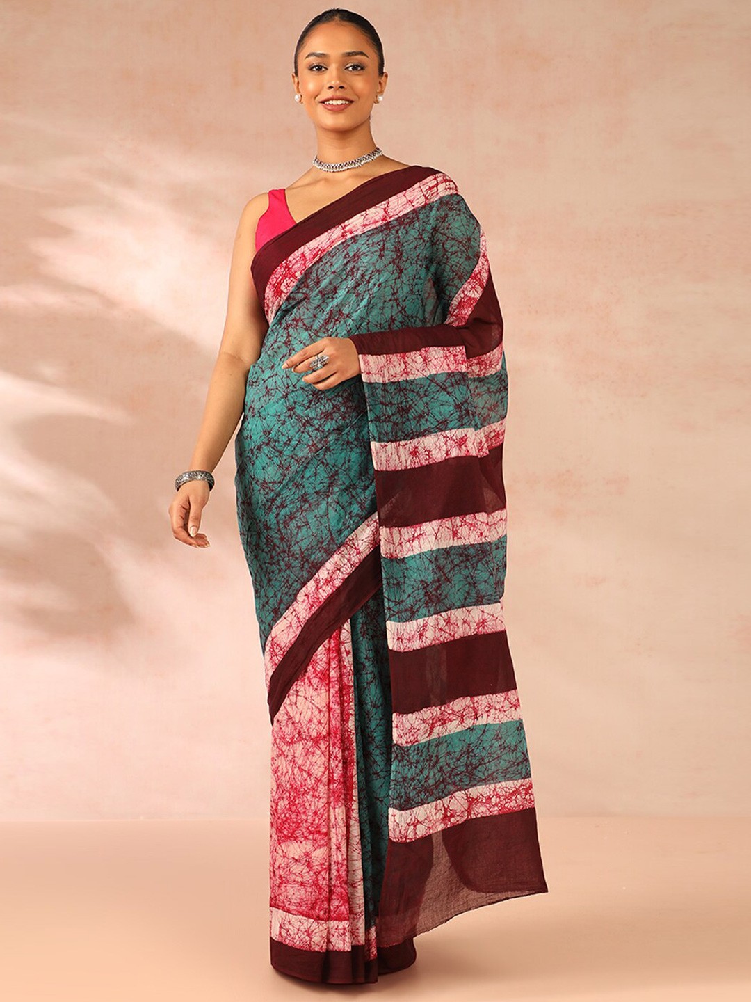 

Taneira Abstract Printed Pure Cotton Saree, Green