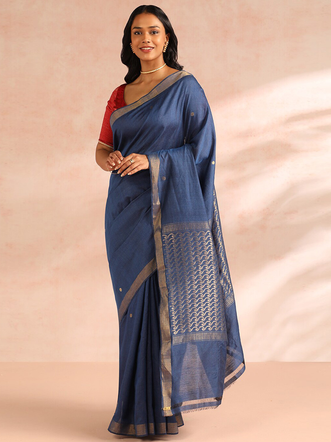 

Taneira Ethnic Motifs Woven Design Zari Saree, Blue