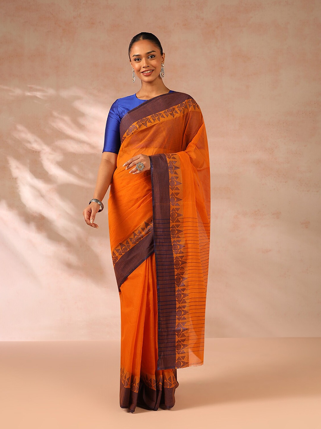 

Taneira Woven Design Border Pure Cotton Saree, Yellow