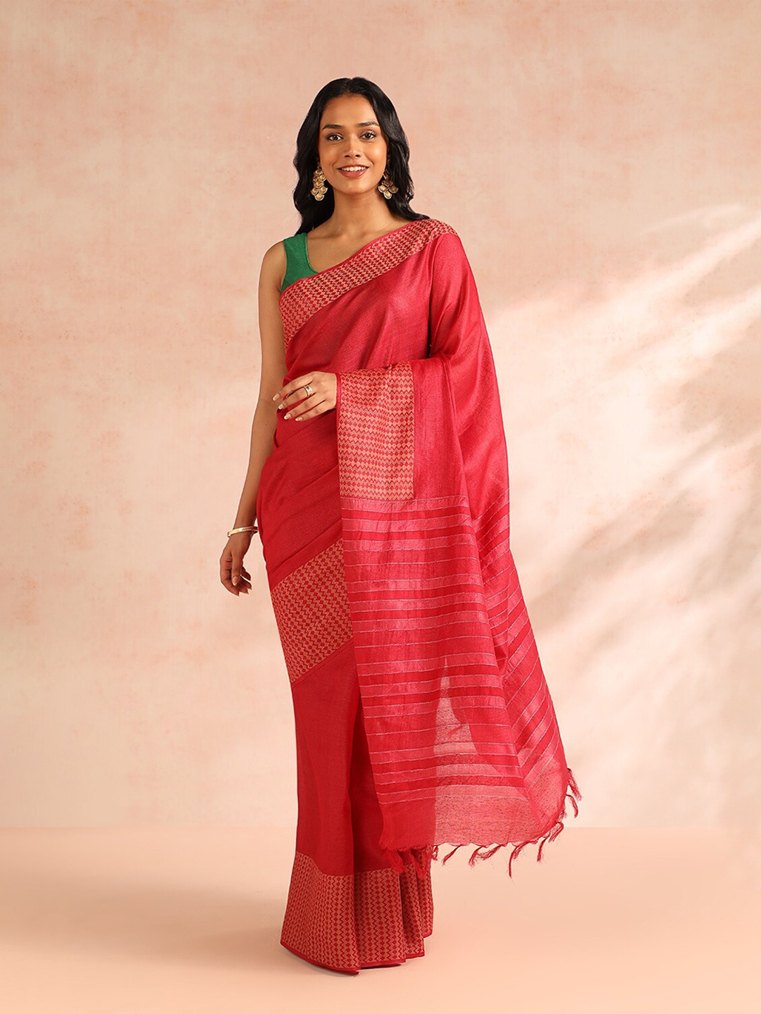 

Taneira Woven Design Border Saree, Red