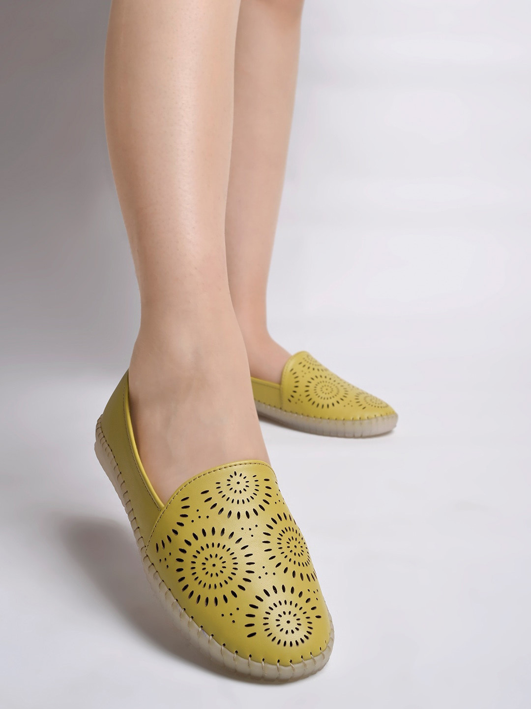 

Shoetopia Women Laser Cuts Lightweight Slip-On Espadrilles, Yellow