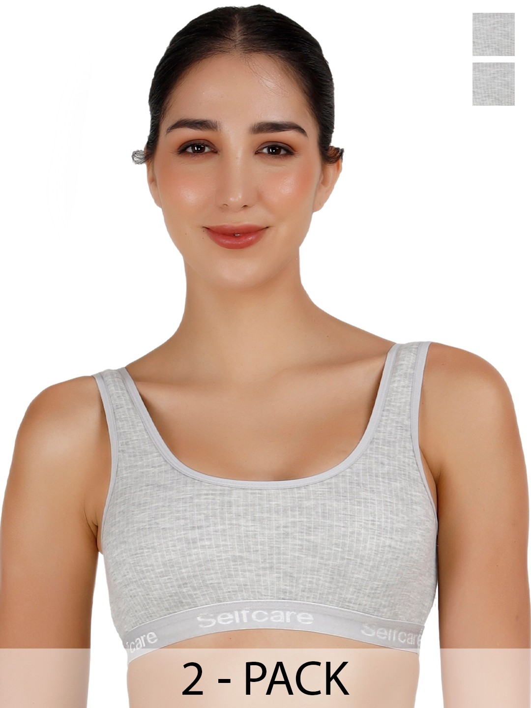 

SELFCARE Pack Of 2 Thermal Tops, Grey