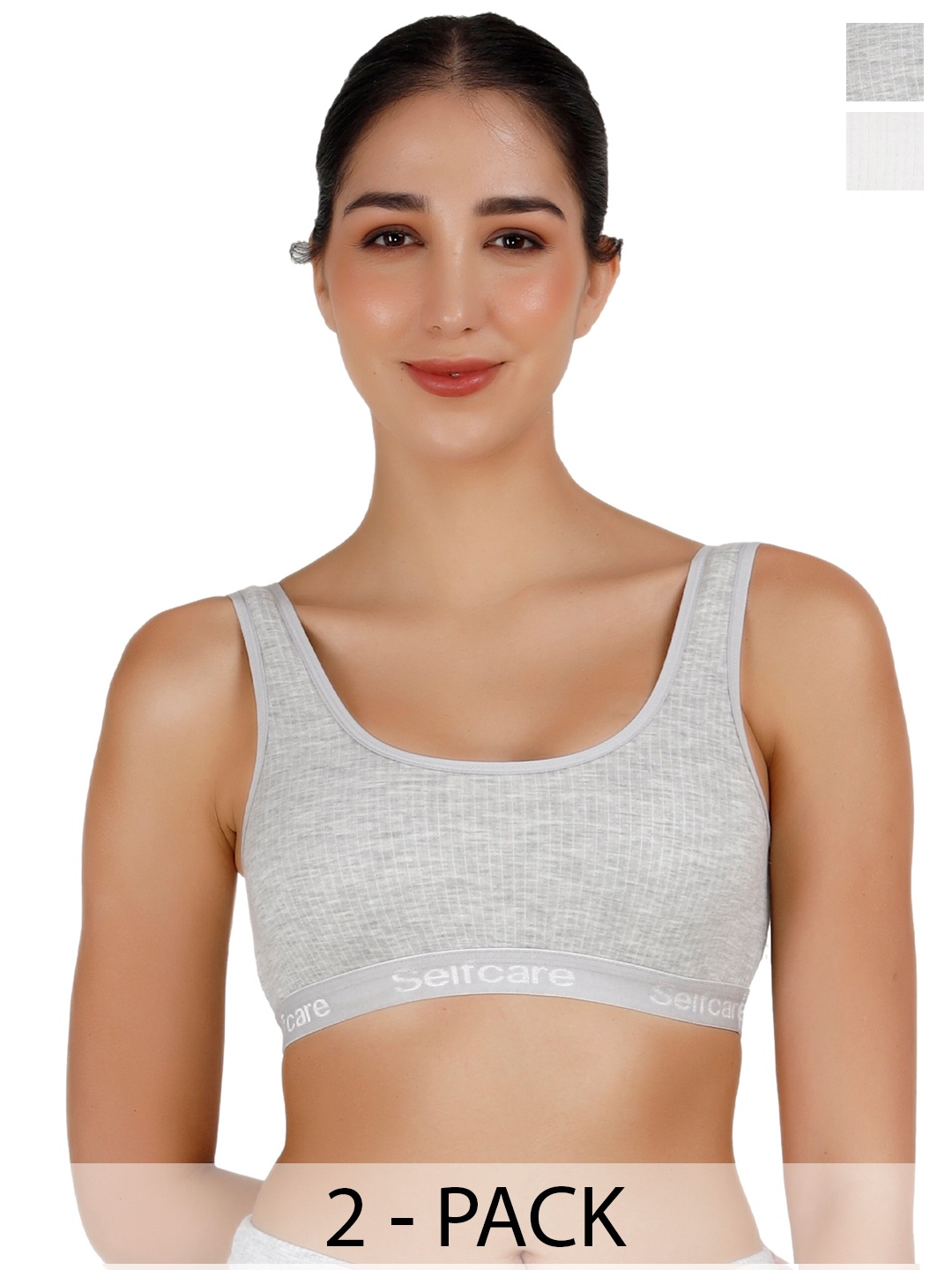 

SELFCARE Pack Of 2 Thermal Tops, Grey
