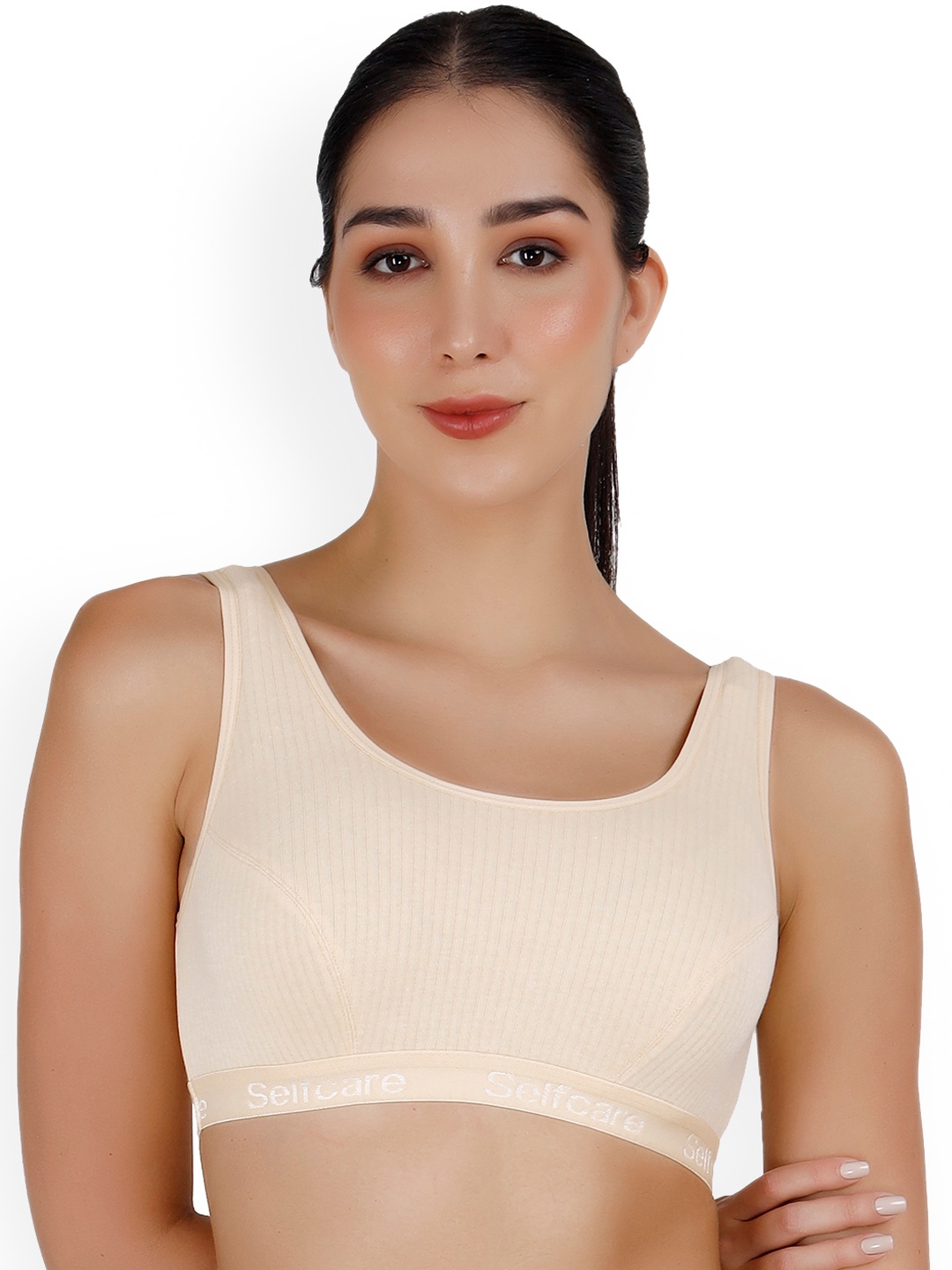 

SELFCARE Round Neck Thermal Tops, Beige