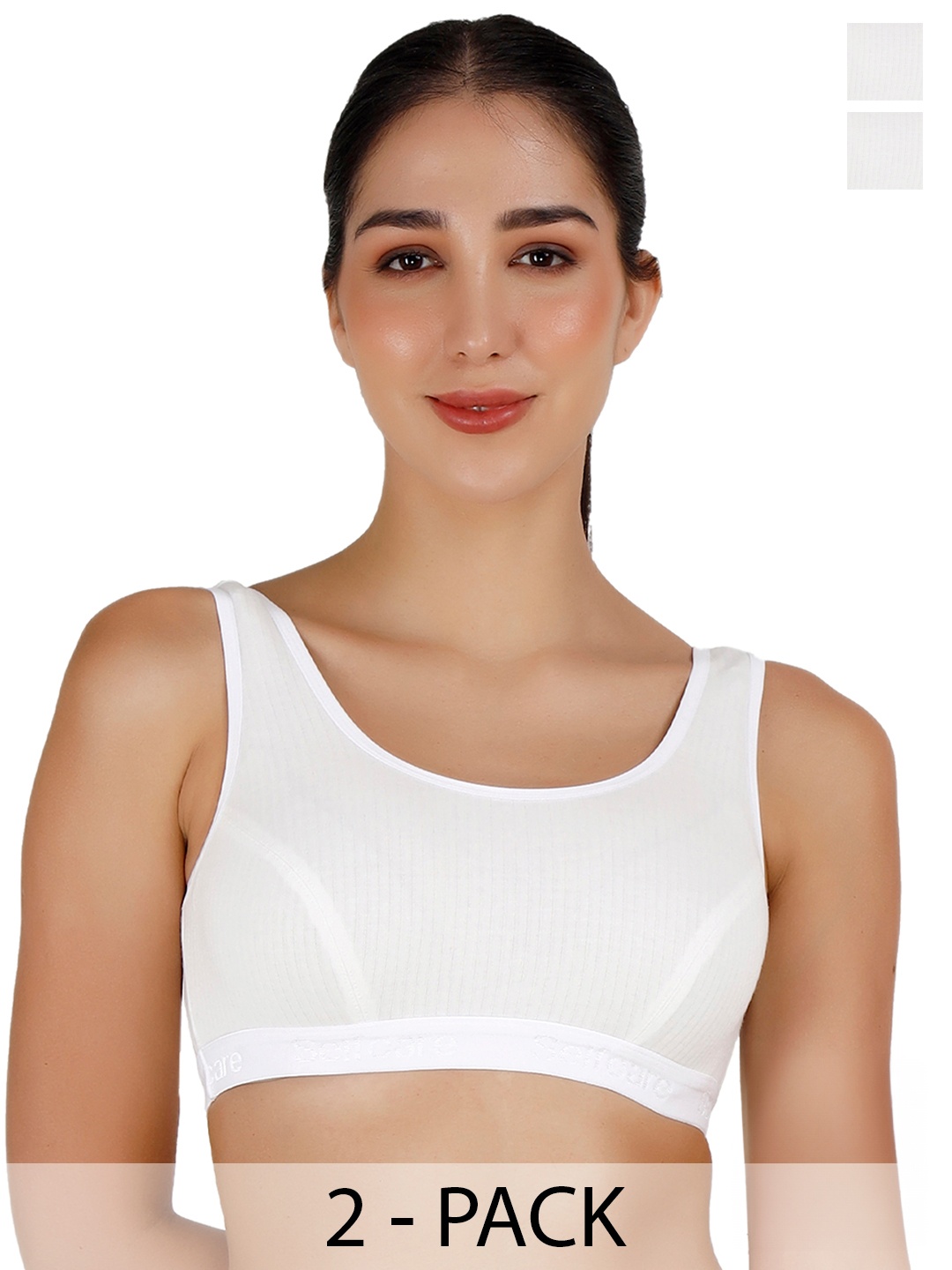 

SELFCARE Pack Of 2 Striped Thermal Tops, White