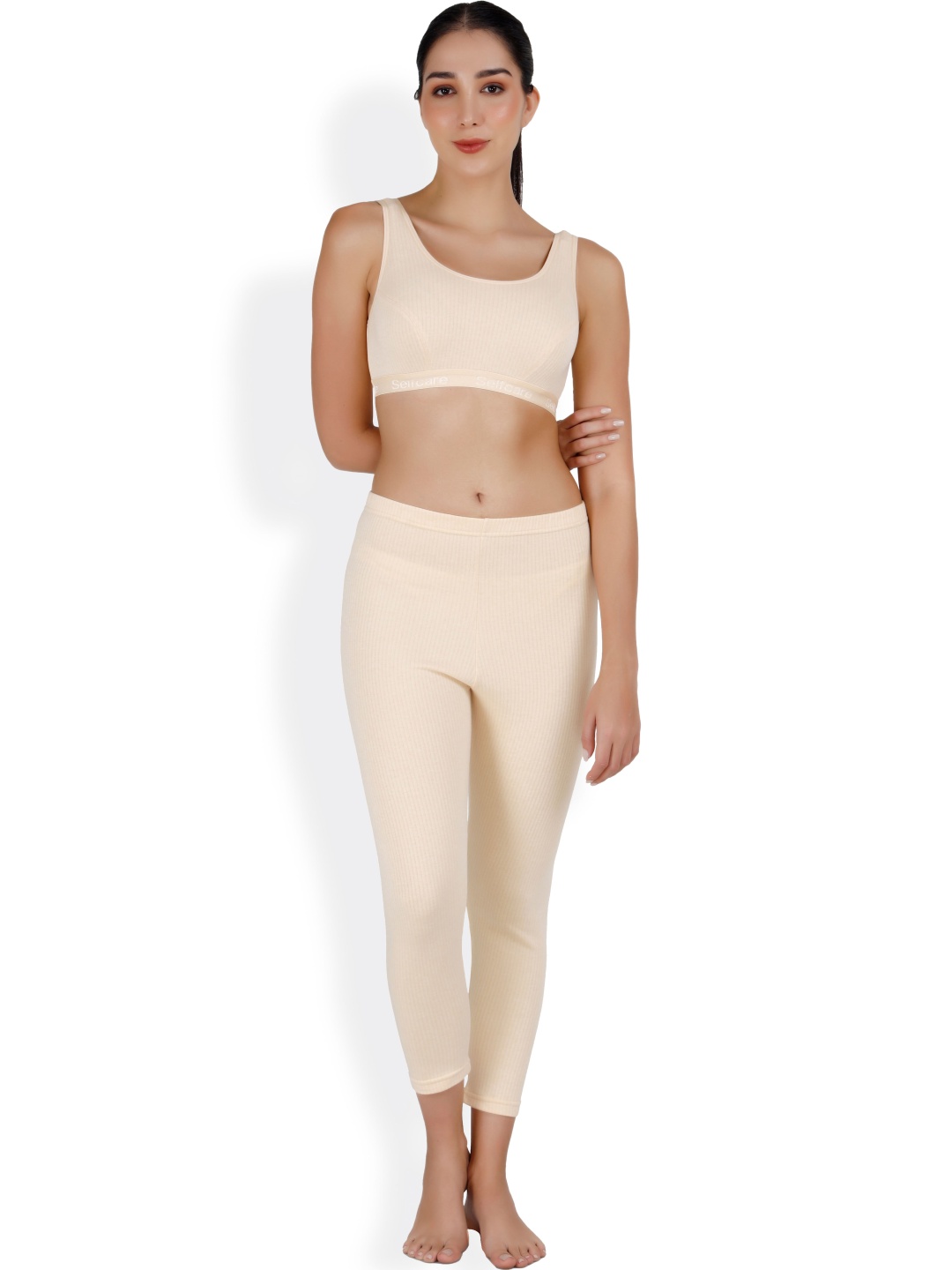 

SELFCARE Striped Thermal Set, Beige