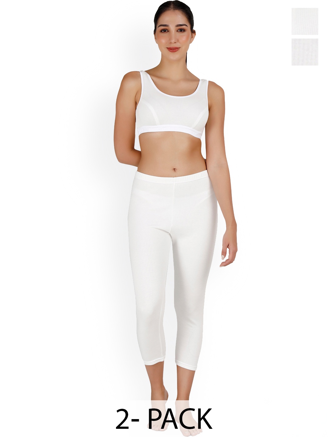 

SELFCARE Pack Of 2 Striped Thermal Sets, White