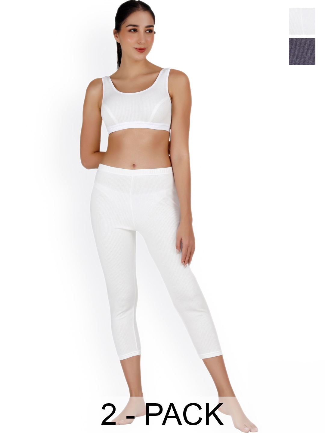 

SELFCARE Pack Of 2 Striped Thermal Sets, White