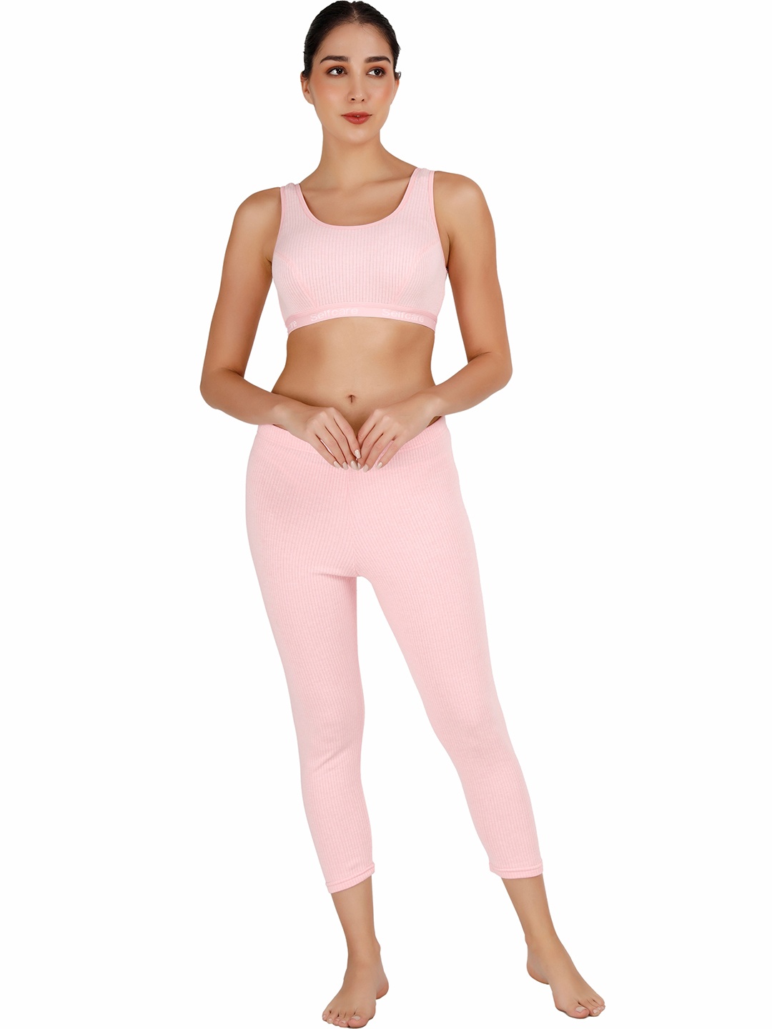 

SELFCARE Women Striped Thermal Set, Pink