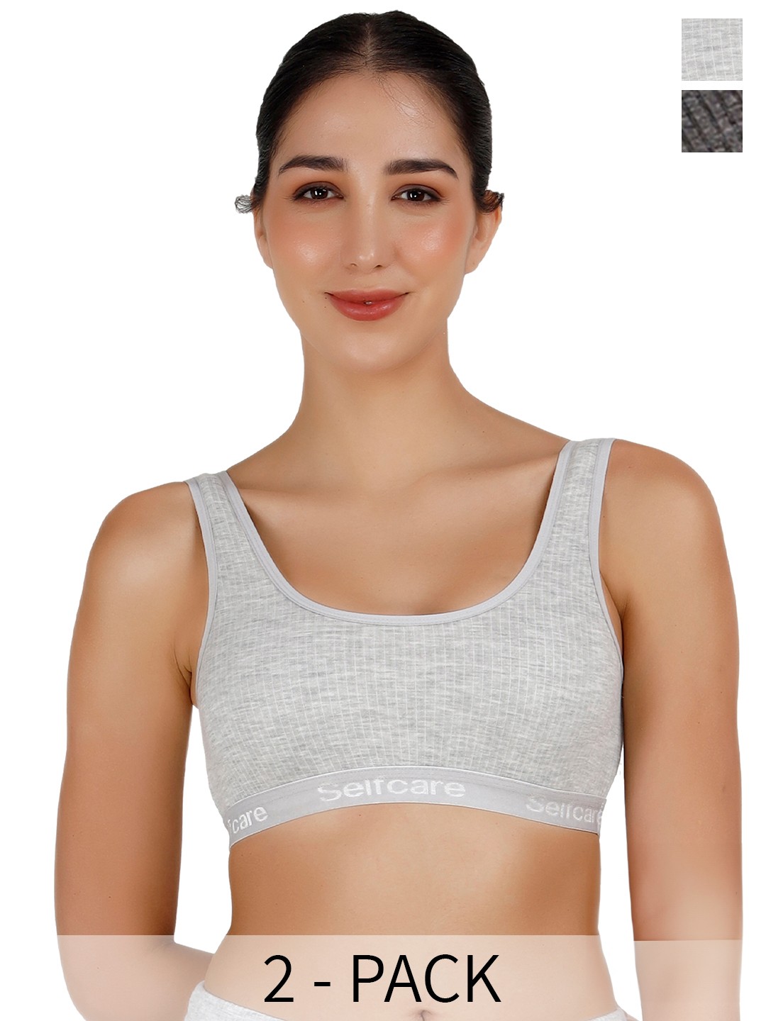 

SELFCARE Pack Of 2 Thermal Tops, Grey
