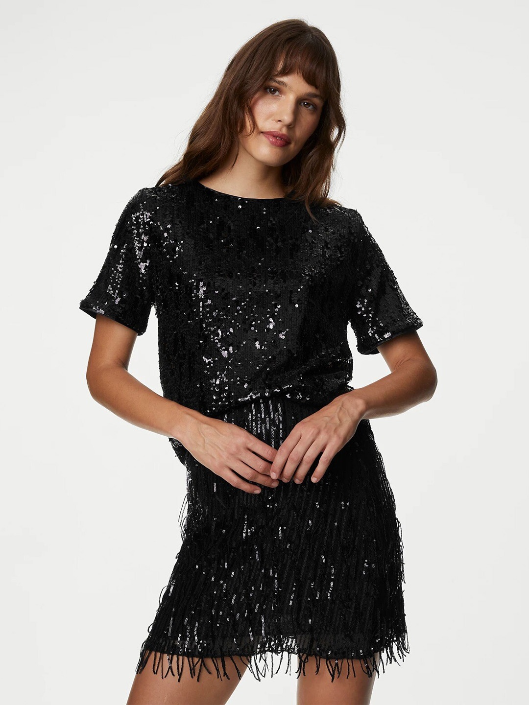 

Marks & Spencer Embellished Round Neck Top, Black