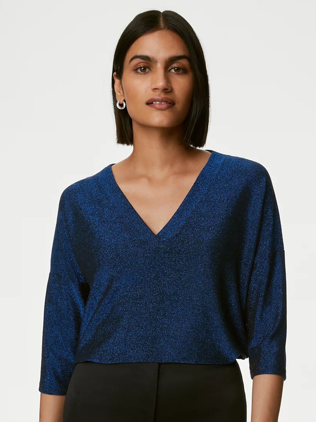 

Marks & Spencer V-Neck Extended Sleeves Top, Blue