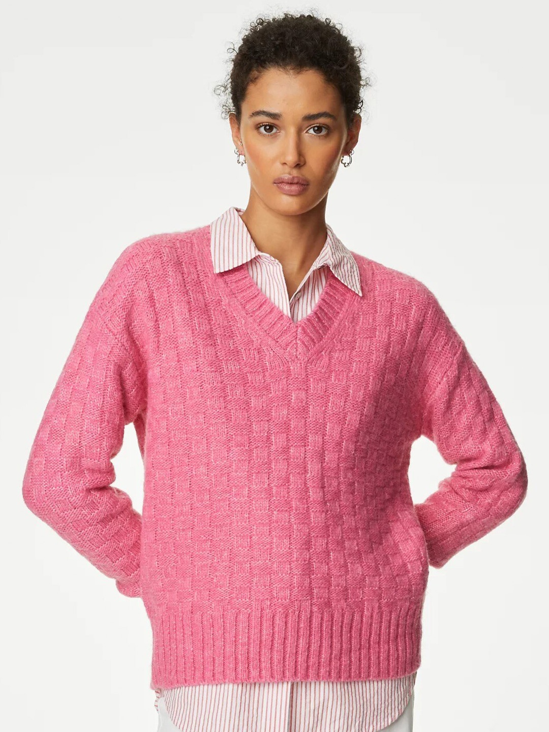 

Marks & Spencer Cable Knit Pullover Sweater, Pink