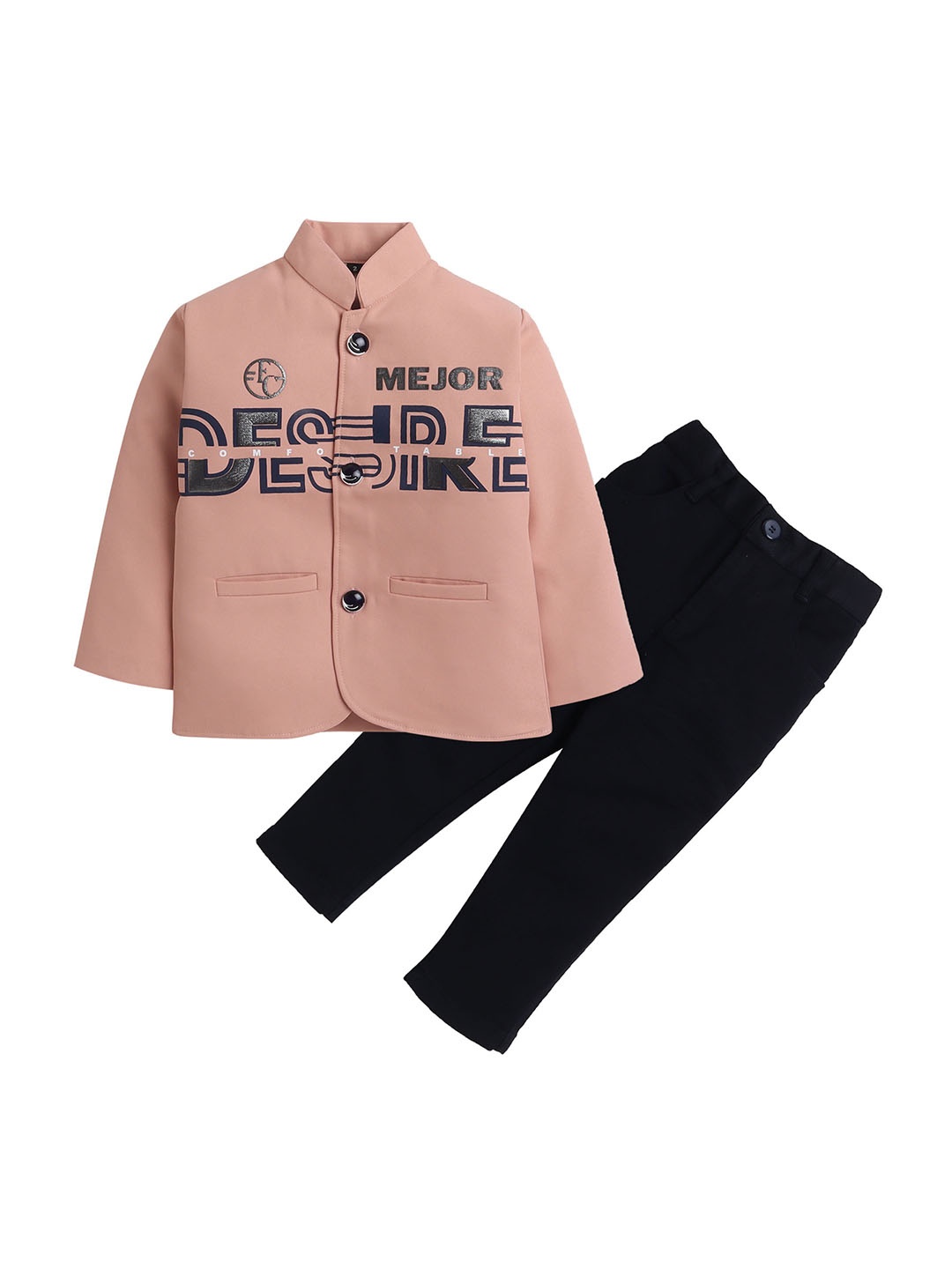 

Lil homies Boys Typography Printed Two-Piece Suit, Peach
