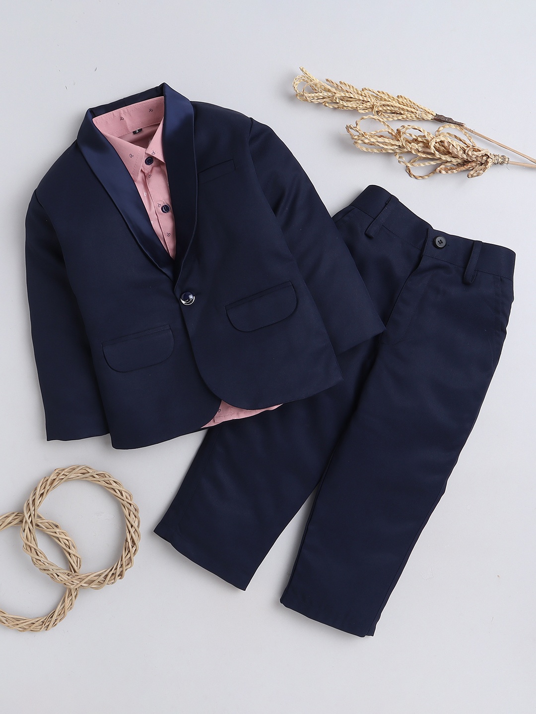 

Lil homies Infant Boys 3 Piece Shawl Collar Party Suit, Navy blue