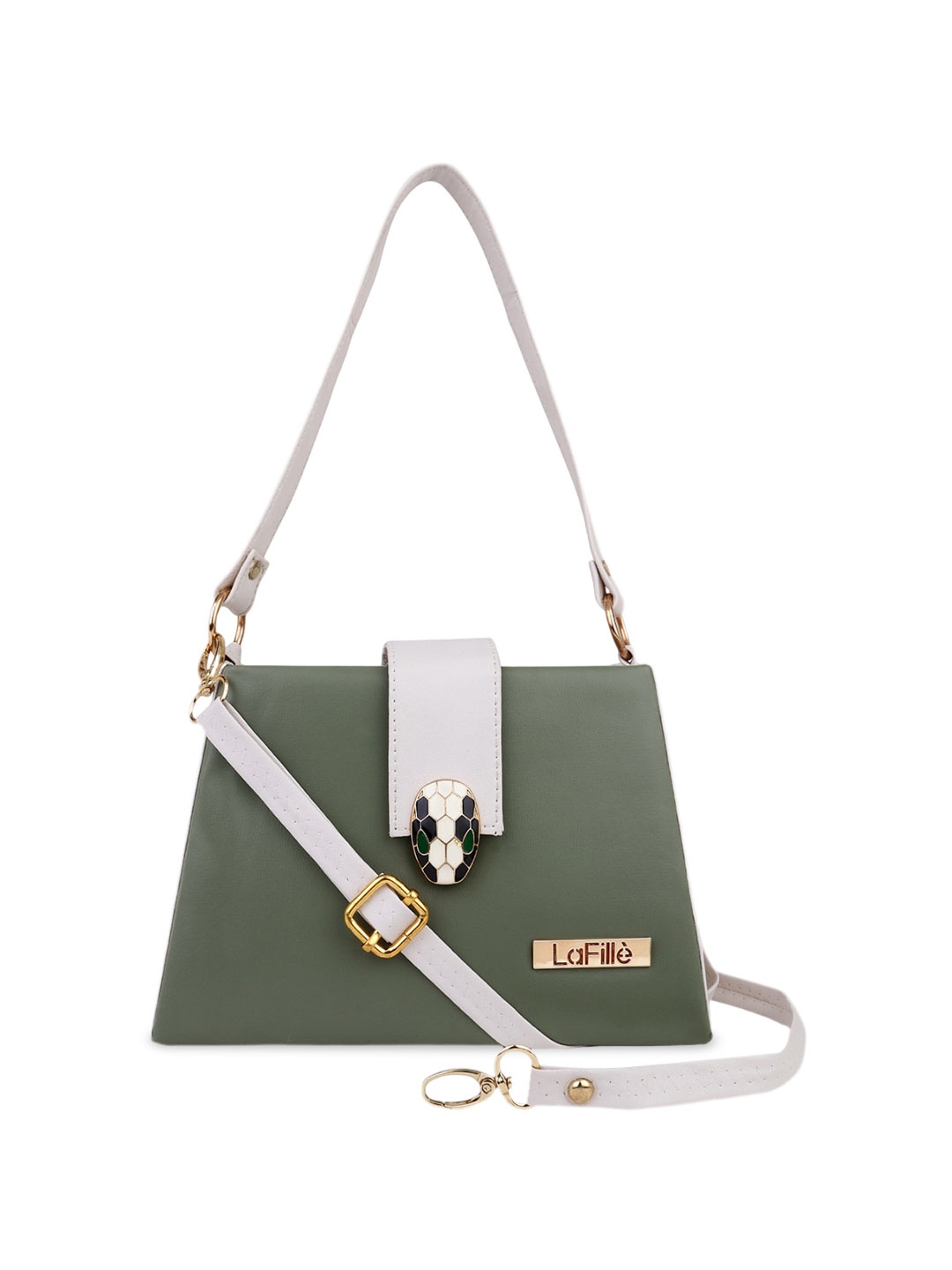 

LaFille Colourblocked Structured Shoulder Bag, Green