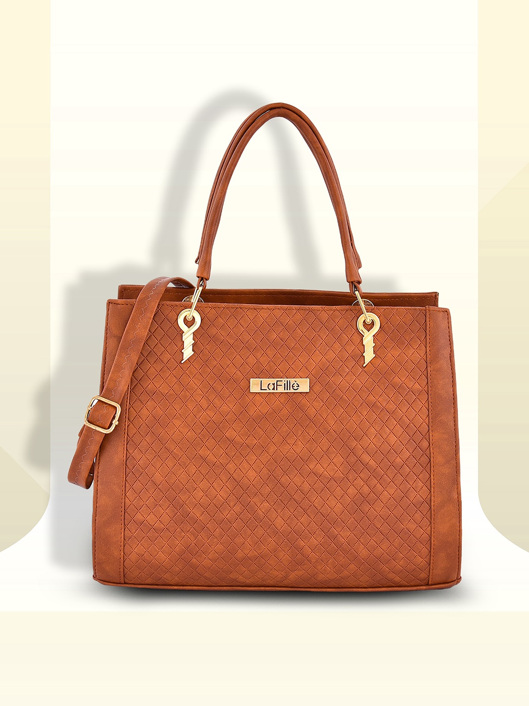 

LaFille Abstract Printed Structured Handheld Bag, Tan