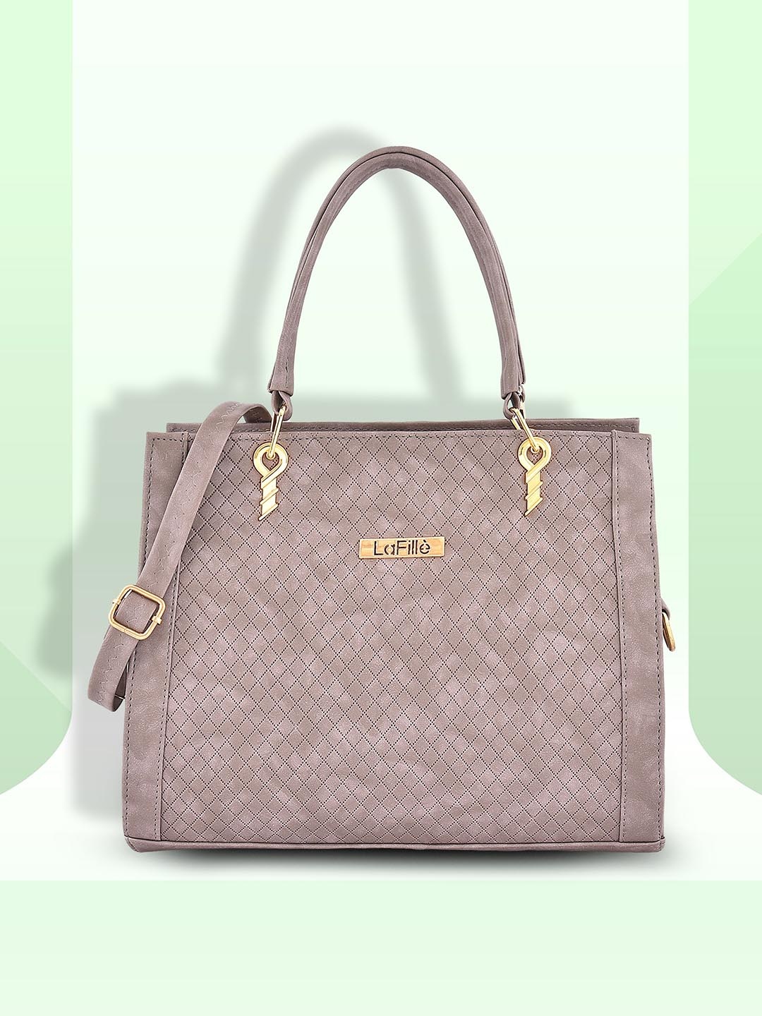 

LaFille Abstract Printed Structured Handheld Bag, Grey melange