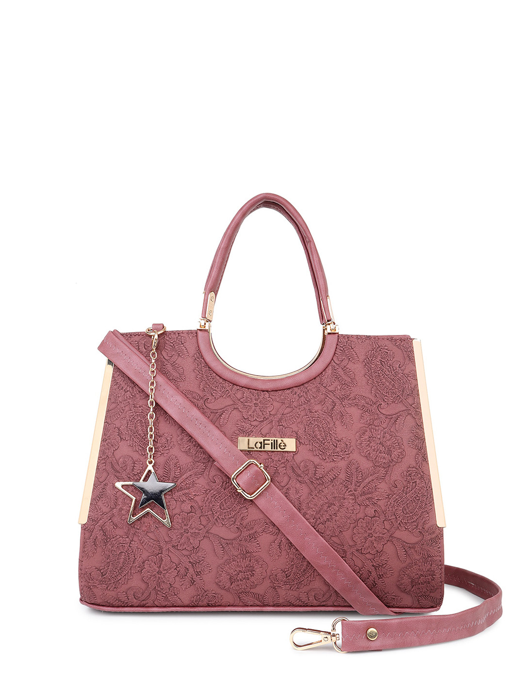 

LaFille Floral Textured Handheld Bag, Peach
