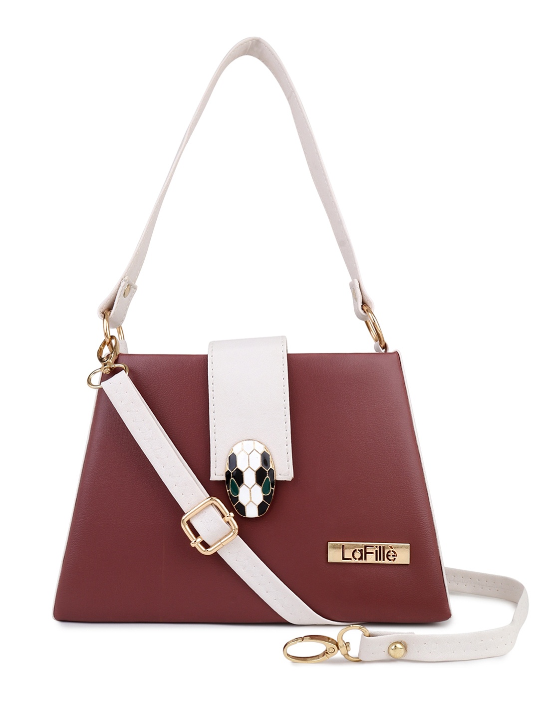 

LaFille Colourblocked PU Structured Shoulder Bag, Maroon