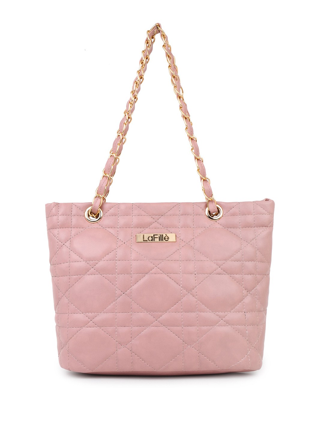 

LaFille Textured PU Structured Shoulder Bag with Quilted Detail, Pink