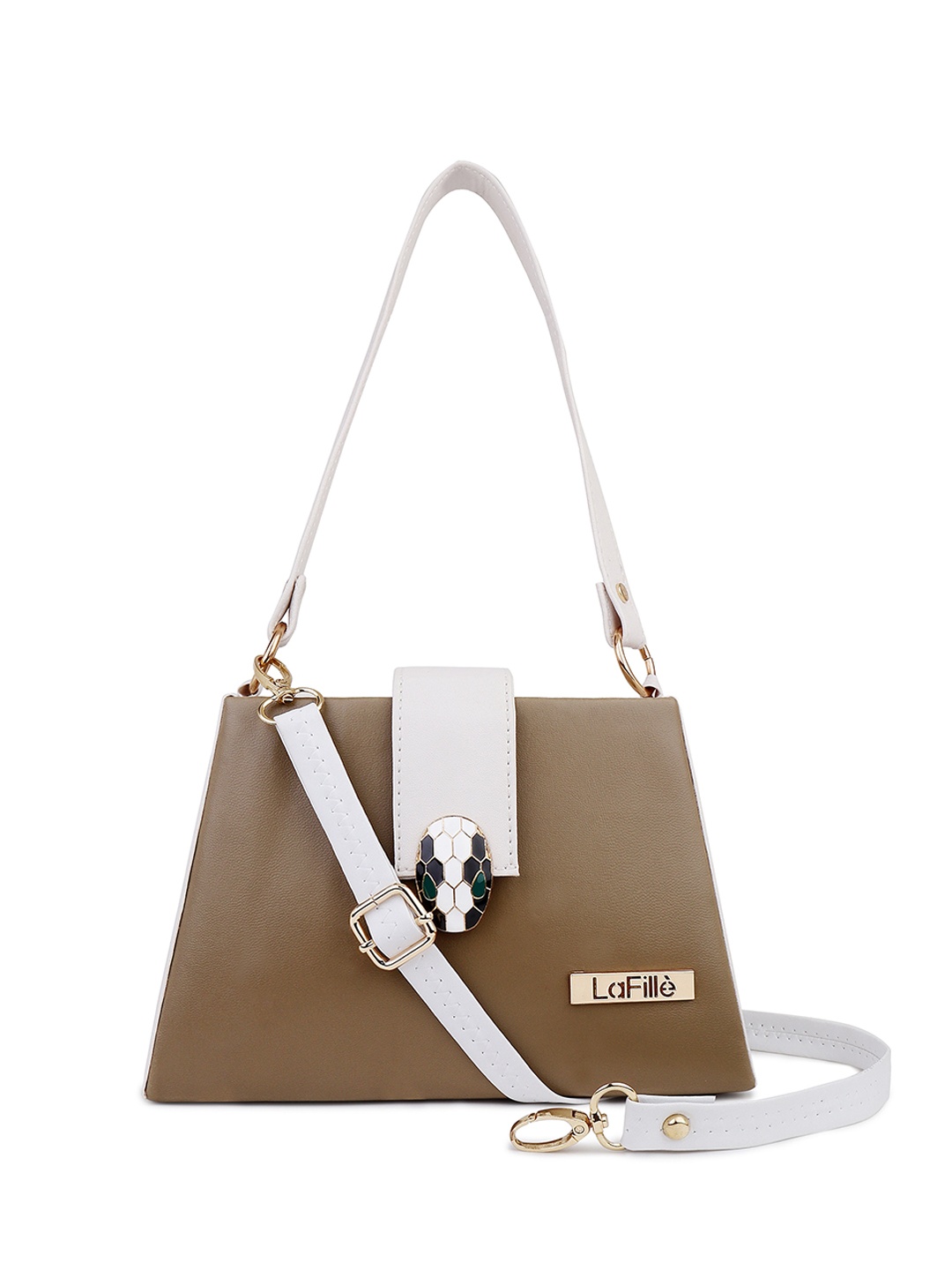 

LaFille Colourblocked PU Structured Shoulder Bag, Brown