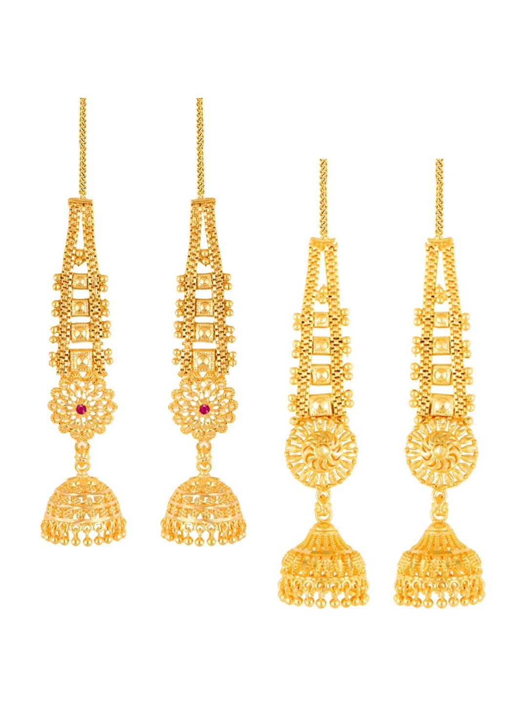 

Vighnaharta Set Of 2 Gold-Plated Floral Jhumkas Earrings